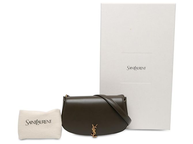 Autre Marque Saint Laurent Voltaire Mini Schultertasche aus braunem Kalbsleder mit Monogramm Khaki - Ansicht 6
