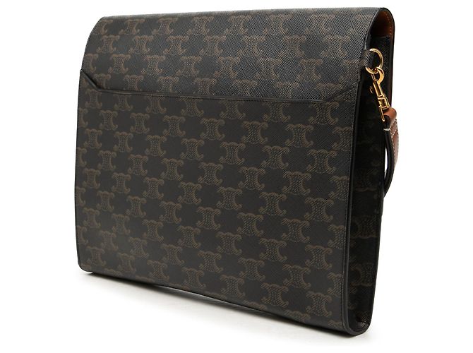 Céline Pouch da polso con patta Celine Triomphe in tela rivestita marrone Marrone scuro - vista 2