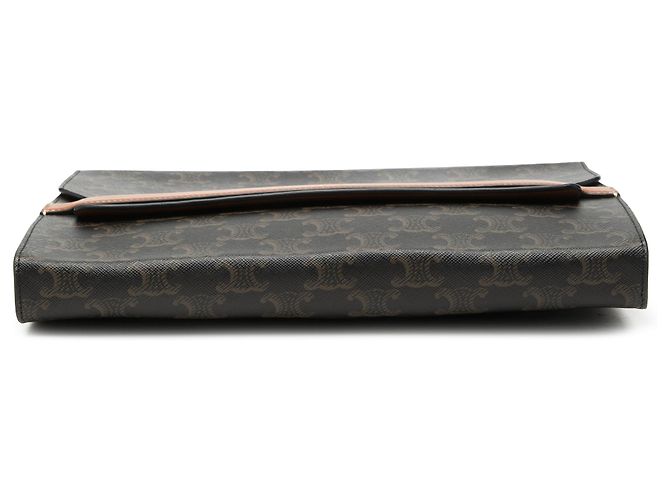 Céline Pouch da polso con patta Celine Triomphe in tela rivestita marrone Marrone scuro - vista 3