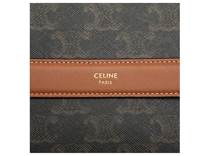 Céline Pouch da polso con patta Celine Triomphe in tela rivestita marrone Marrone scuro - vista 5
