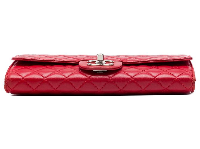 Chanel Red Classic Lambskin East West Wallet on Chain Rot - Ansicht 3