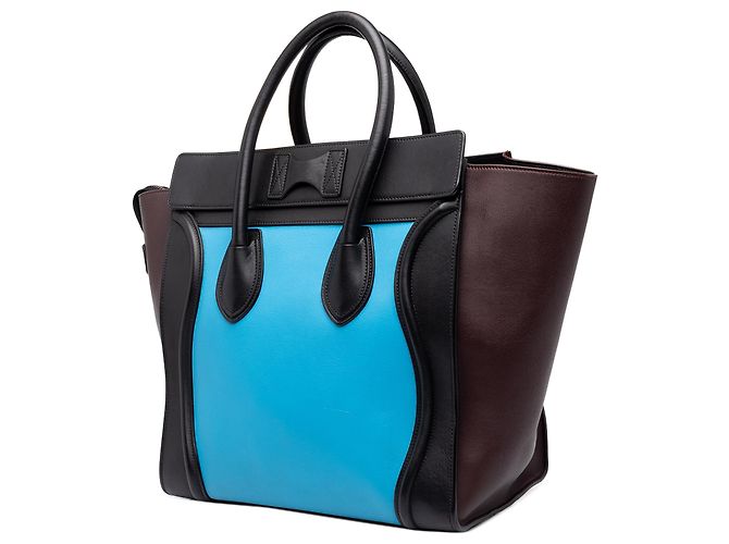 Céline Celine Blue Micro Tricolor Leather Luggage Tote Blau - Ansicht 2