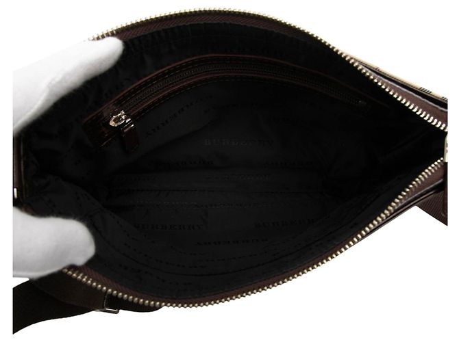 Borsa a tracolla Burberry Beige House Check Canvas - vista 4