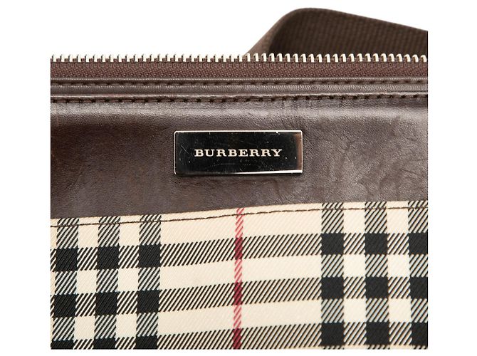 Borsa a tracolla Burberry Beige House Check Canvas - vista 5