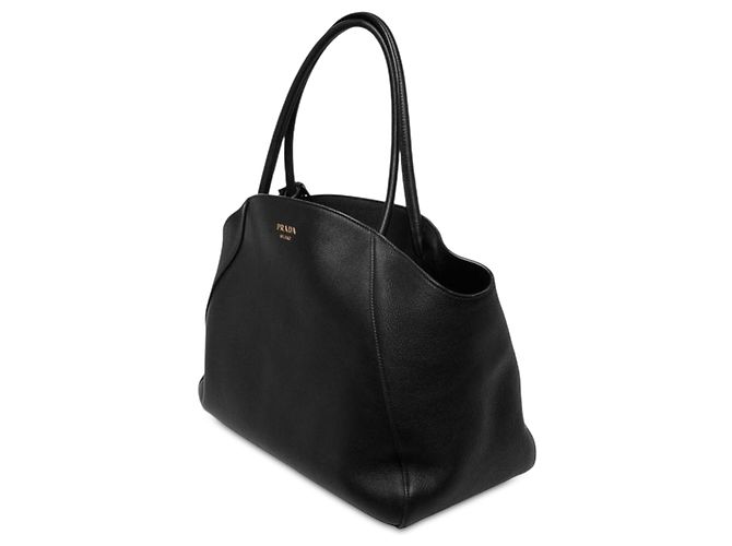 Tote Prada em couro granulado macio preto Large - vista 2