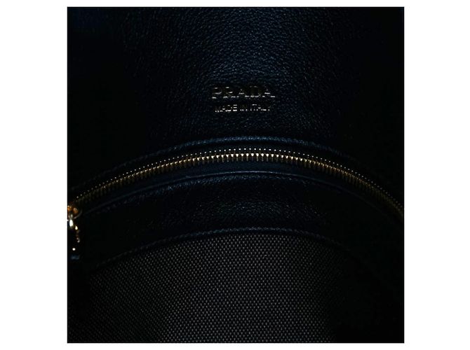 Tote Prada em couro granulado macio preto Large - vista 5