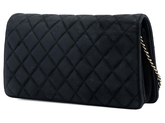 Chanel Black Quilted Suede Faux Pearl And Crystal CC Chain Flap Nero - vista 2