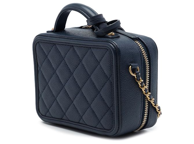 Chanel Blue Small Caviar CC Filigree Vanity Case Bleu Bleu Marine - vue 2