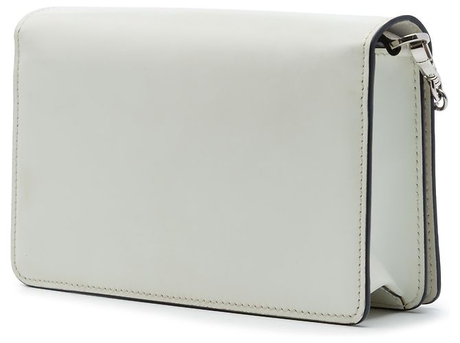 Prada Mini Borsa a Tracolla in Pelle Spazzolata Bianca con Catena Bianco - vista 2