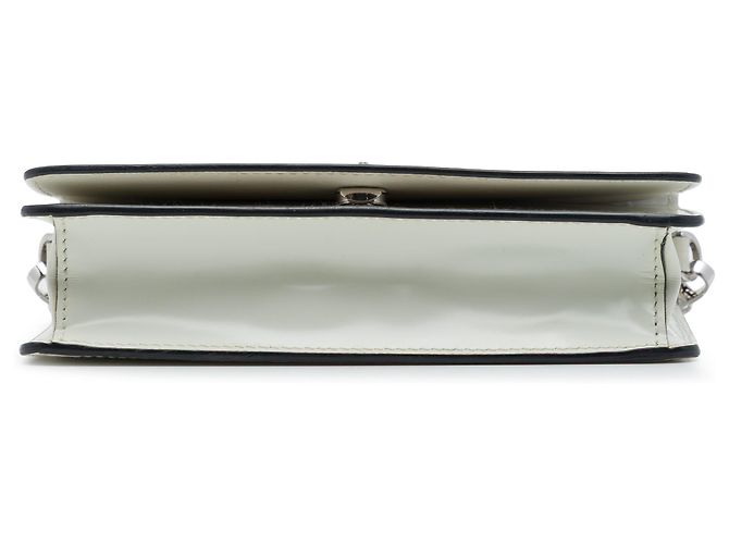 Prada Mini Borsa a Tracolla in Pelle Spazzolata Bianca con Catena Bianco - vista 3