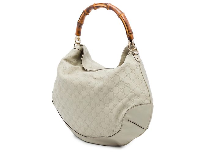 Borsa Gucci White Guccissima Bamboo Peggy Satchel Bianco - vista 2