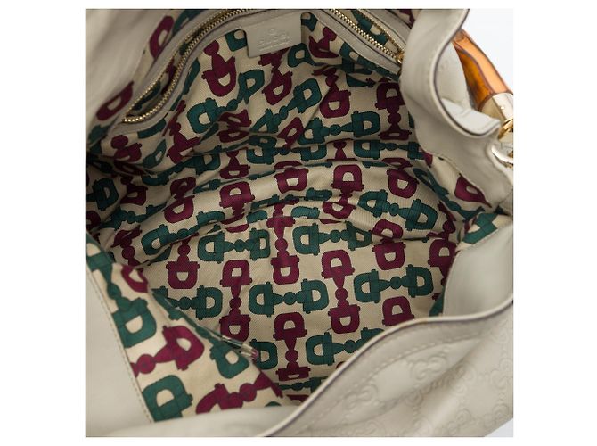 Borsa Gucci White Guccissima Bamboo Peggy Satchel Bianco - vista 4