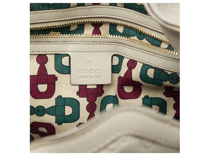 Borsa Gucci White Guccissima Bamboo Peggy Satchel Bianco - vista 5