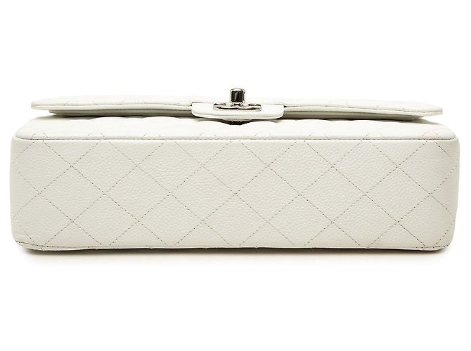 Chanel White Medium Classic Caviar Double Flap Bianco Bianco sporco - vista 3