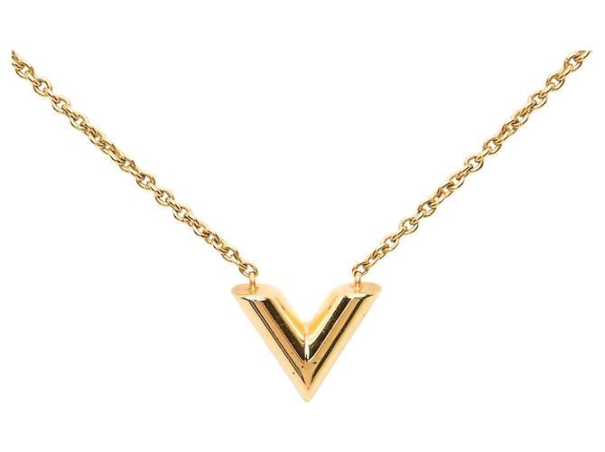Louis Vuitton Gold Plated Essential V Halskette Gold Golden - Ansicht 2