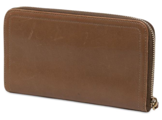 Portafoglio lungo Prada in pelle marrone con chiusura a zip - vista 2