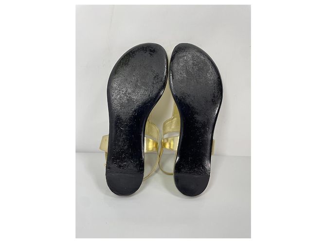 Gucci Metallic Leder Thong Sandalen Golden - Ansicht 10