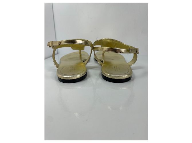 Gucci Metallic Leder Thong Sandalen Golden - Ansicht 7