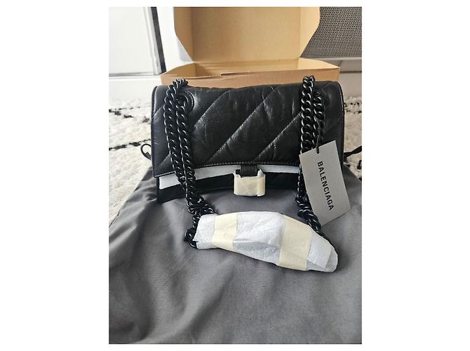 Borsa a tracolla Balenciaga Crush Chain Bag S in pelle nera Nero - vista 2