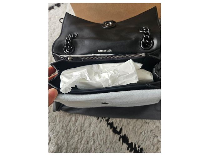 Borsa a tracolla Balenciaga Crush Chain Bag S in pelle nera Nero - vista 5