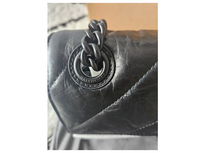 Borsa a tracolla Balenciaga Crush Chain Bag S in pelle nera Nero - vista 8
