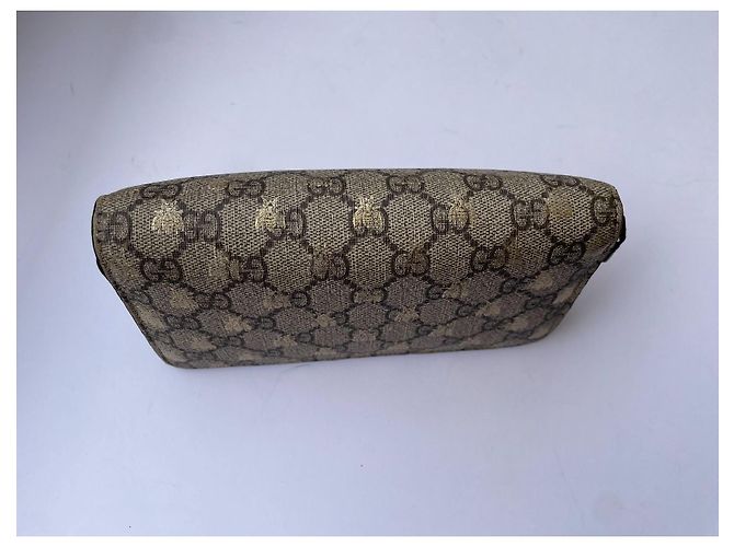 Gucci GG Supreme Bee Portafoglio con Zip Beige D'oro - vista 6