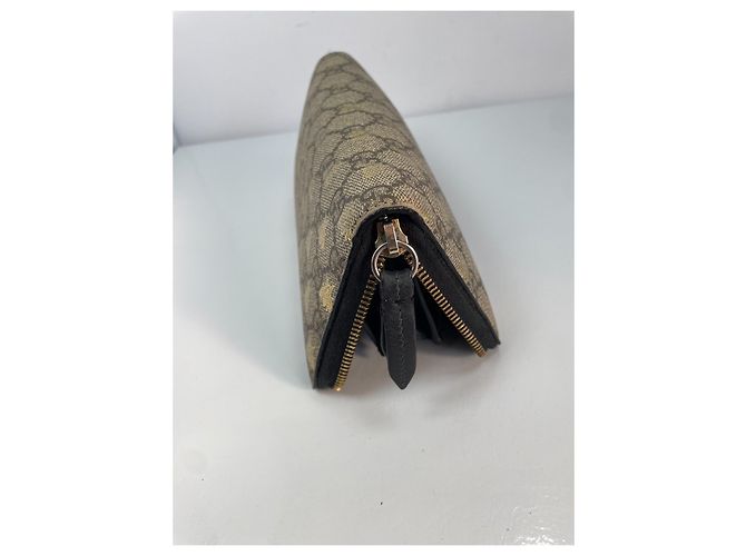 Gucci GG Supreme Bee Portafoglio con Zip Beige D'oro - vista 8