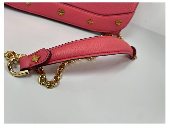 Bolso de mano MCM en cuero rosa - vista 14