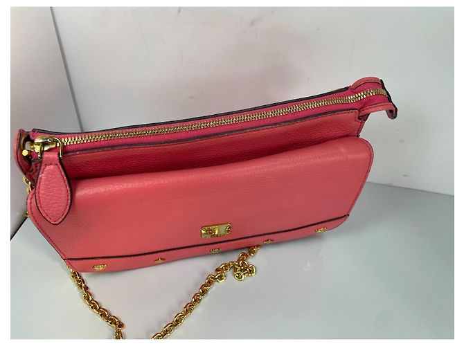 Bolso de mano MCM en cuero rosa - vista 6