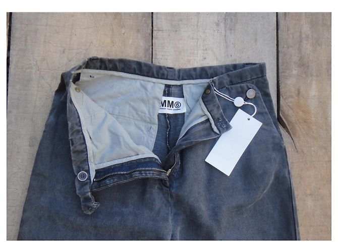 Maison Martin Margiela MM6 Maison Margiela Calças Largas Cinzentas em Algodão Cinza - vista 4