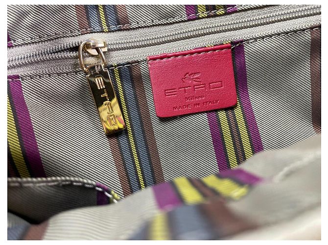 Etro Borsa a tracolla in pelle goffrata Paisley Beige D'oro - vista 10