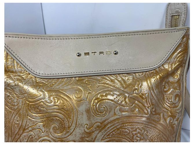 Etro Borsa a tracolla in pelle goffrata Paisley Beige D'oro - vista 3