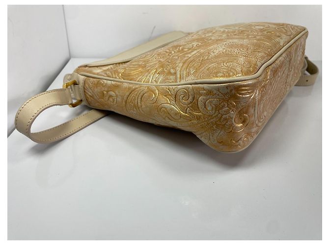 Etro Borsa a tracolla in pelle goffrata Paisley Beige D'oro - vista 5