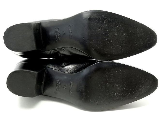 Hermès SCARPE HERMES STIVALETTI SIXTINE H182180Z 40 MEDOR PELLE NERA ANKLE BOOTS - vista 6