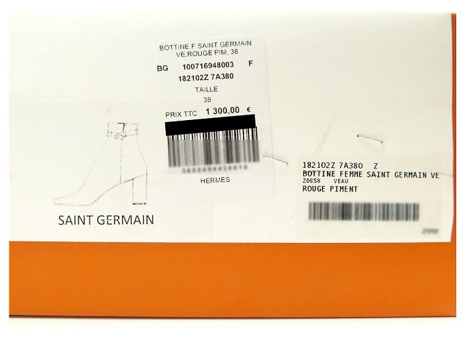Hermès BOTINES HERMES SAINT GERMAIN HEBILLA KELLY H182102Z 38 EN CUERO ROJO BOOTS - vista 14