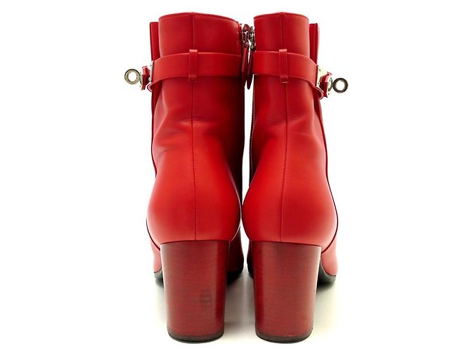 Hermès BOTINES HERMES SAINT GERMAIN HEBILLA KELLY H182102Z 38 EN CUERO ROJO BOOTS - vista 5