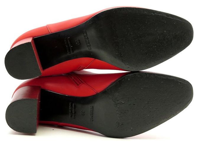 Hermès BOTINES HERMES SAINT GERMAIN HEBILLA KELLY H182102Z 38 EN CUERO ROJO BOOTS - vista 6