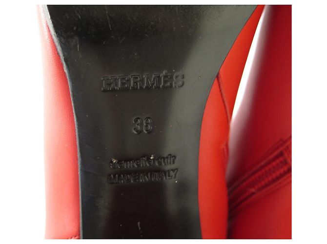 Hermès BOTINES HERMES SAINT GERMAIN HEBILLA KELLY H182102Z 38 EN CUERO ROJO BOOTS - vista 7