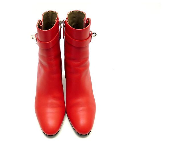 Hermès BOTINES HERMES SAINT GERMAIN HEBILLA KELLY H182102Z 38 EN CUERO ROJO BOOTS - vista 8
