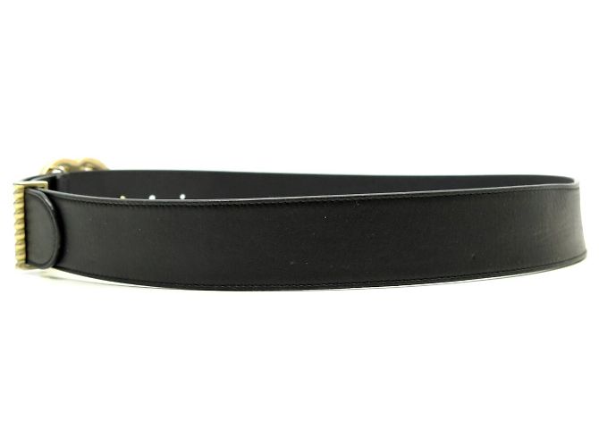 GUCCI DOUBLE G SPITZEN-GÜRTEL 524105 T90 SCHWARZES LEDER BELT - Ansicht 3