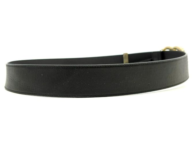 GUCCI DOUBLE G SPITZEN-GÜRTEL 524105 T90 SCHWARZES LEDER BELT - Ansicht 4