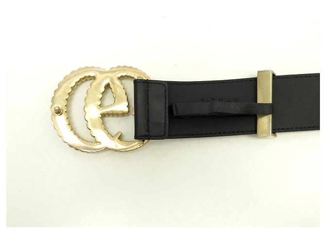GUCCI DOUBLE G SPITZEN-GÜRTEL 524105 T90 SCHWARZES LEDER BELT - Ansicht 6