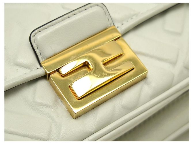 FENDI PSIDE DOWN FF LEATHER HANDBAG 8BT305 SHOULDER STRAP OR BELT Grey - view 3