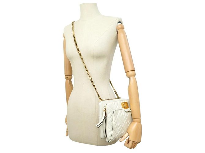 FENDI PSIDE DOWN FF LEATHER HANDBAG 8BT305 SHOULDER STRAP OR BELT Grey - view 5