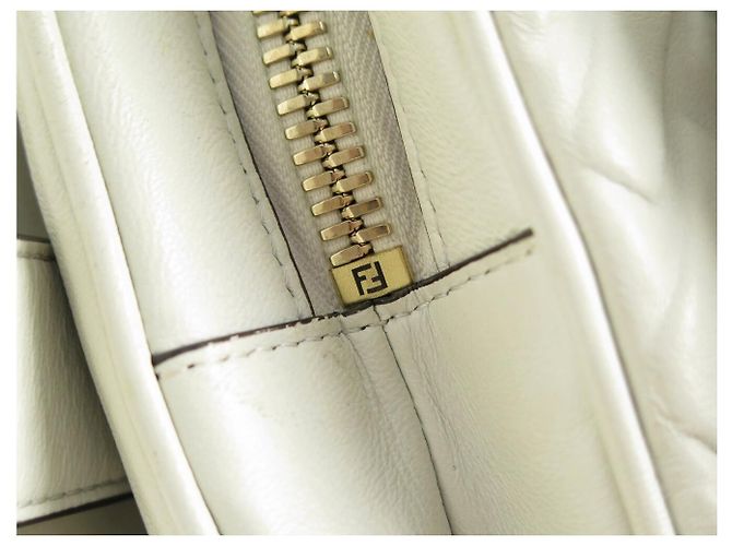 FENDI PSIDE DOWN FF LEATHER HANDBAG 8BT305 SHOULDER STRAP OR BELT Grey - view 9