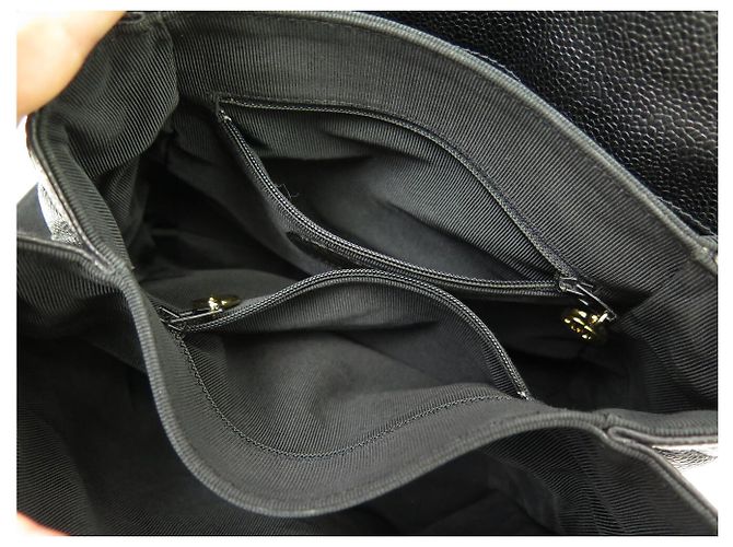 ZAINO VINTAGE CHANEL CHIUSURA TIMELESS LOGO CC PELLE CAVIAR Nero - vista 14