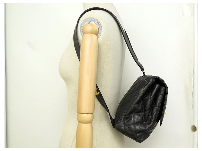 ZAINO VINTAGE CHANEL CHIUSURA TIMELESS LOGO CC PELLE CAVIAR Nero - vista 6