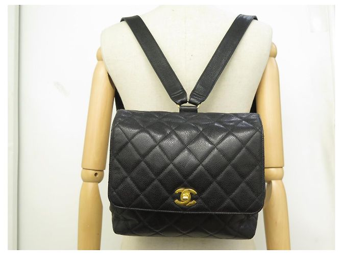 ZAINO VINTAGE CHANEL CHIUSURA TIMELESS LOGO CC PELLE CAVIAR Nero - vista 7
