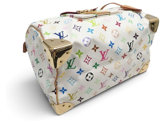 LOUIS VUITTON SPEEDY 30 M92643 HANDTASCHE TOILE MONOGRAM MURAKAMI 2007 Weiß - Ansicht 3