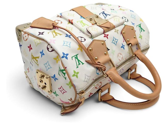 LOUIS VUITTON SPEEDY 30 M92643 HANDTASCHE TOILE MONOGRAM MURAKAMI 2007 Weiß - Ansicht 4